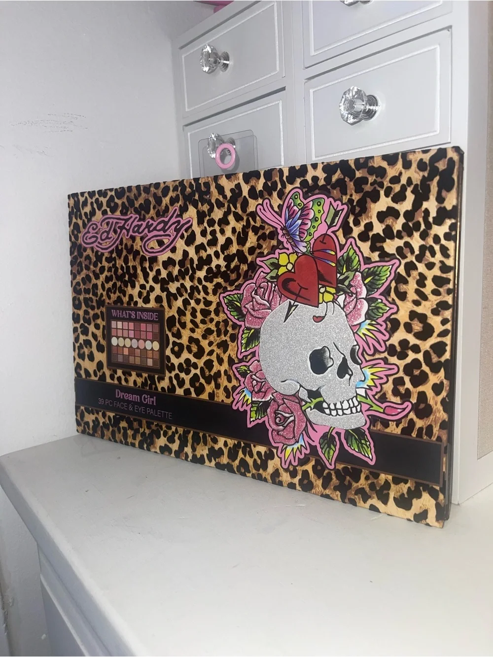 NWT Ed Hardy Leopard Print Eyeshadow Palette — Pink and Gold Accents